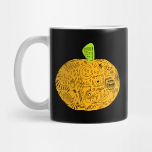 Fall Orange Pumpkin with Lineart "Autumn Doodles" Mug